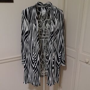 JS Collections Black and White Striped Cardigan